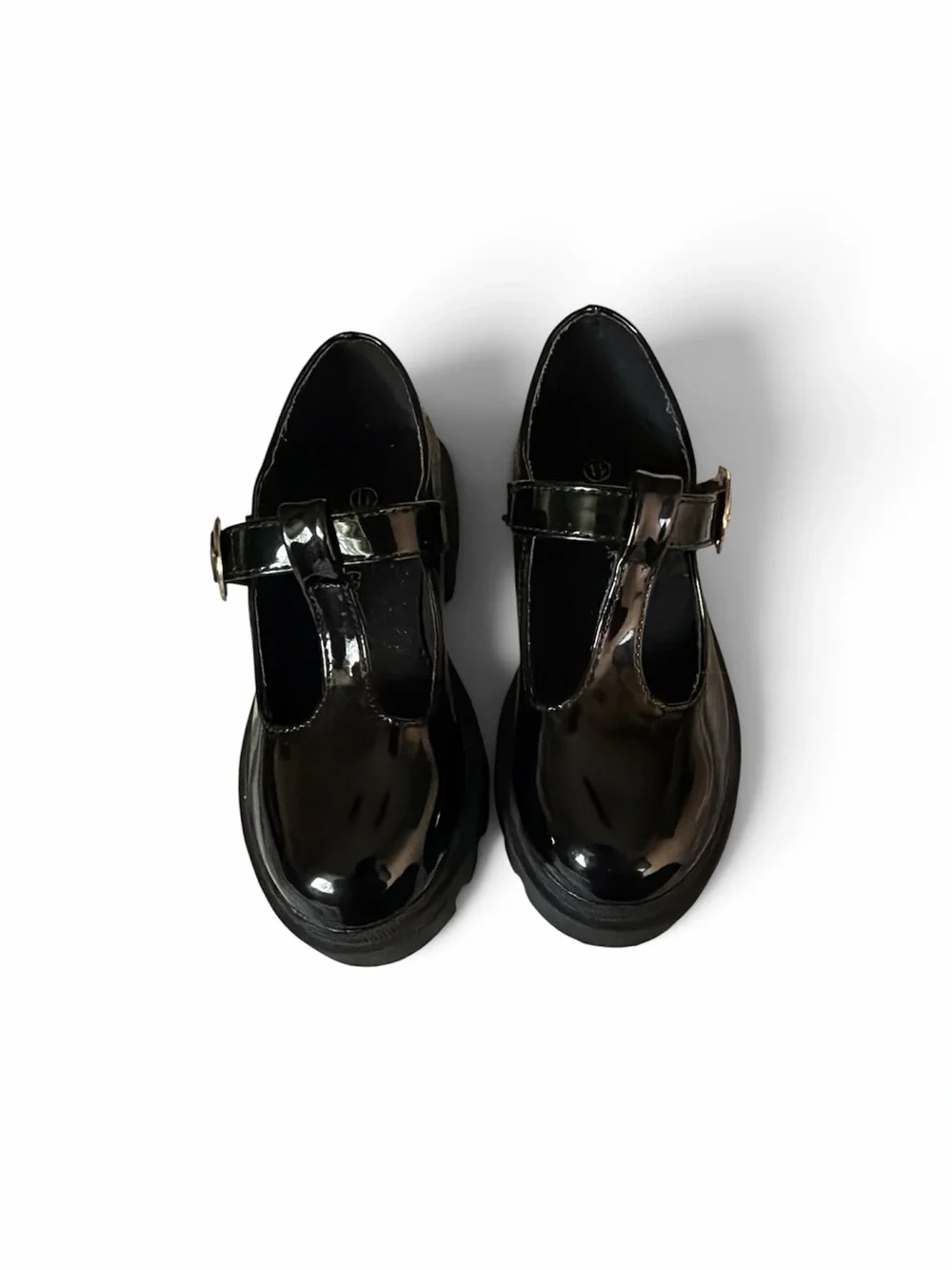 Falls Creek Black Patent Mary Jane Shoes with Round Buckle